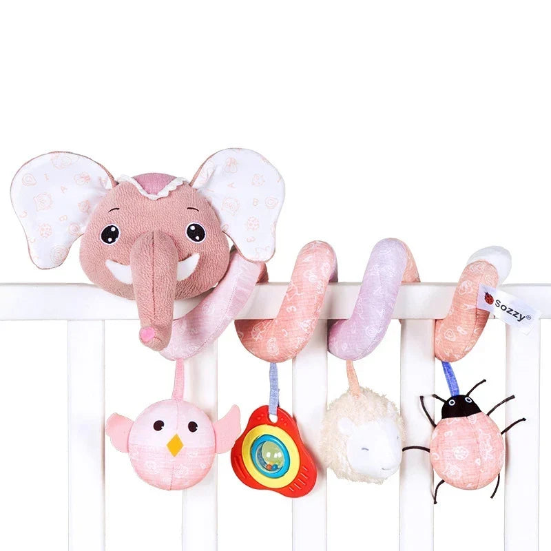Newborns Spiral Hanging Activity Stroller Toy Baby Carseat Toy Black & White Lion Koala Rattle for Crib Mobile Sensory