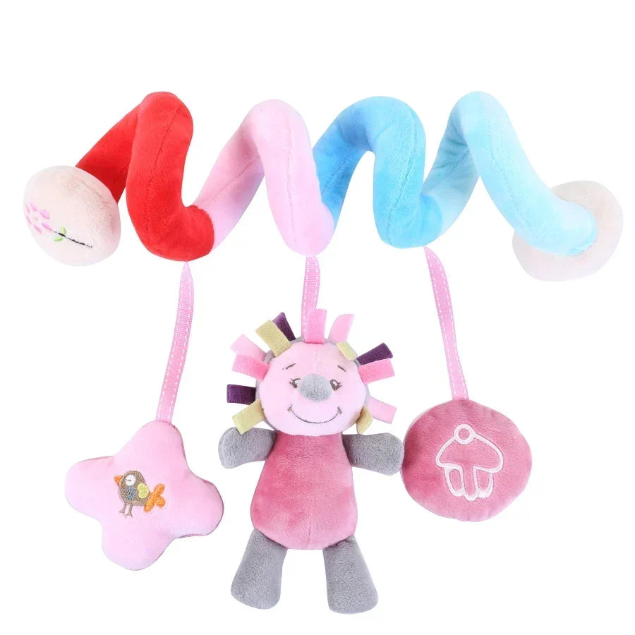 Newborns Spiral Hanging Activity Stroller Toy Baby Carseat Toy Black & White Lion Koala Rattle for Crib Mobile Sensory