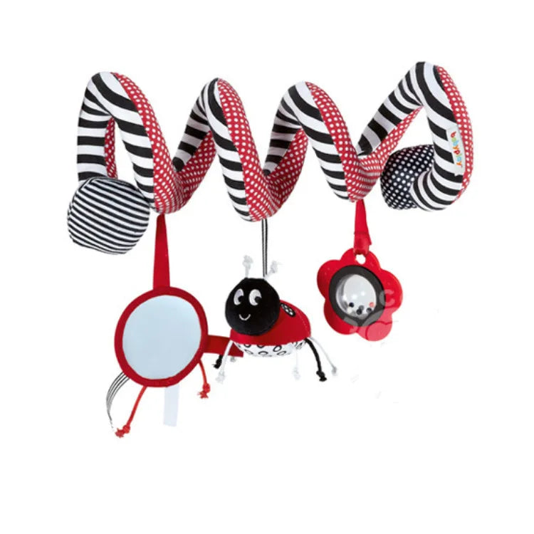 Newborns Spiral Hanging Activity Stroller Toy Baby Carseat Toy Black & White Lion Koala Rattle for Crib Mobile Sensory