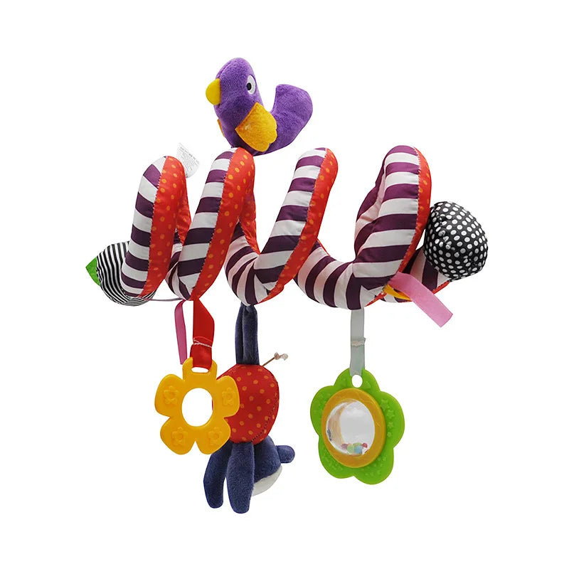 Newborns Spiral Hanging Activity Stroller Toy Baby Carseat Toy Black & White Lion Koala Rattle for Crib Mobile Sensory