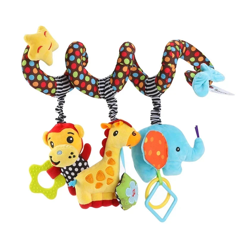 Newborns Spiral Hanging Activity Stroller Toy Baby Carseat Toy Black & White Lion Koala Rattle for Crib Mobile Sensory