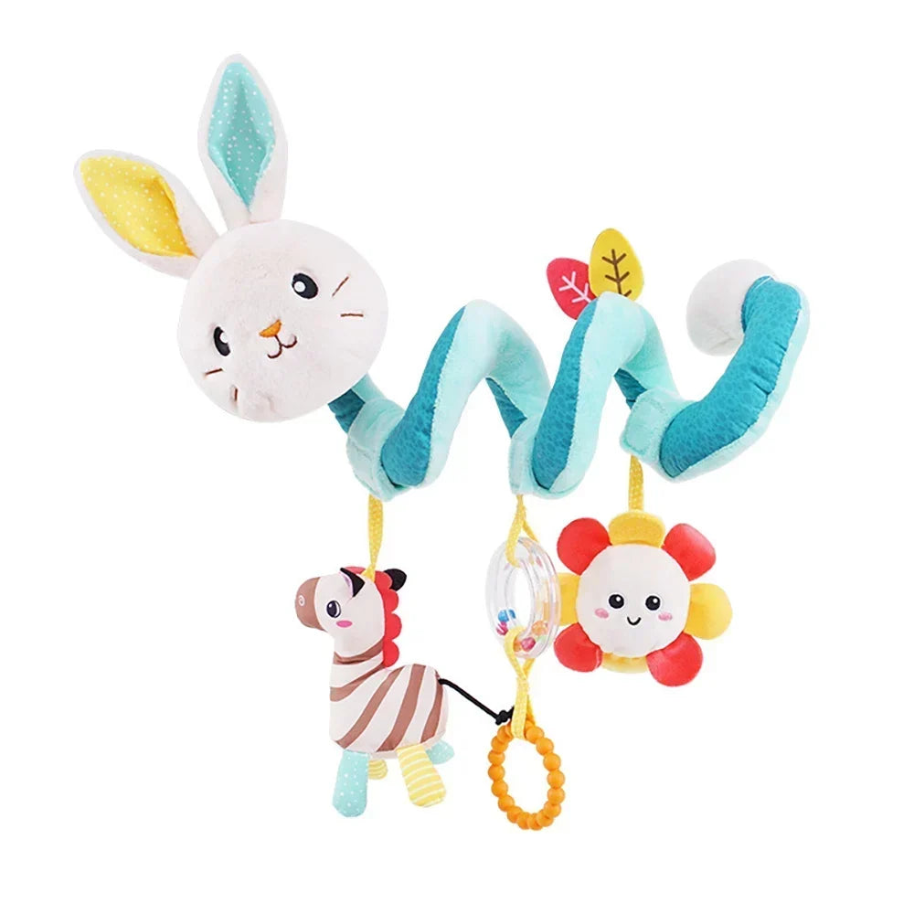 Newborns Spiral Hanging Activity Stroller Toy Baby Carseat Toy Black & White Lion Koala Rattle for Crib Mobile Sensory