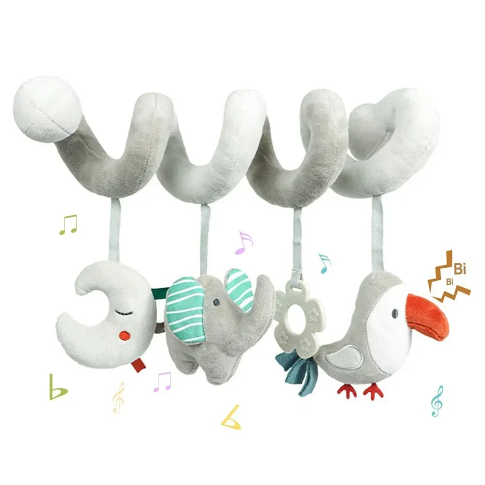 Newborns Spiral Hanging Activity Stroller Toy Baby Carseat Toy Black & White Lion Koala Rattle for Crib Mobile Sensory