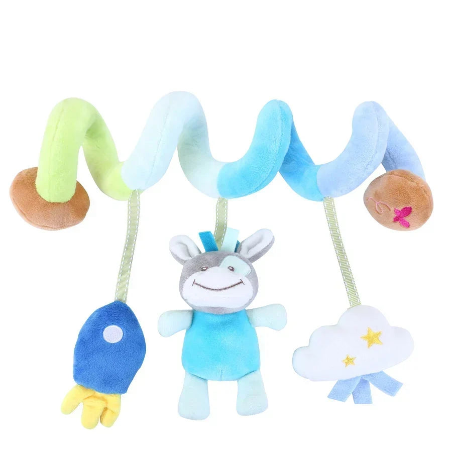 Newborns Spiral Hanging Activity Stroller Toy Baby Carseat Toy Black & White Lion Koala Rattle for Crib Mobile Sensory