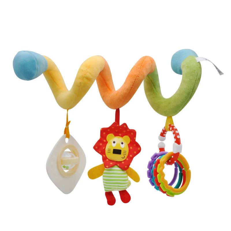 Newborns Spiral Hanging Activity Stroller Toy Baby Carseat Toy Black & White Lion Koala Rattle for Crib Mobile Sensory