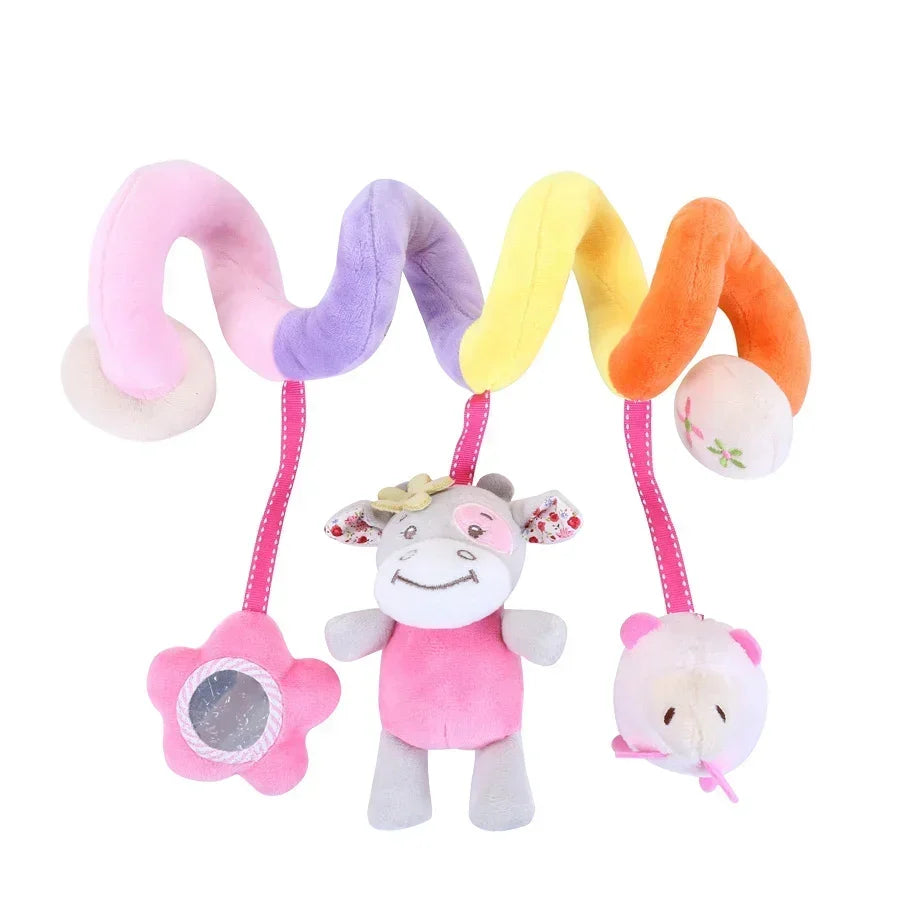 Newborns Spiral Hanging Activity Stroller Toy Baby Carseat Toy Black & White Lion Koala Rattle for Crib Mobile Sensory