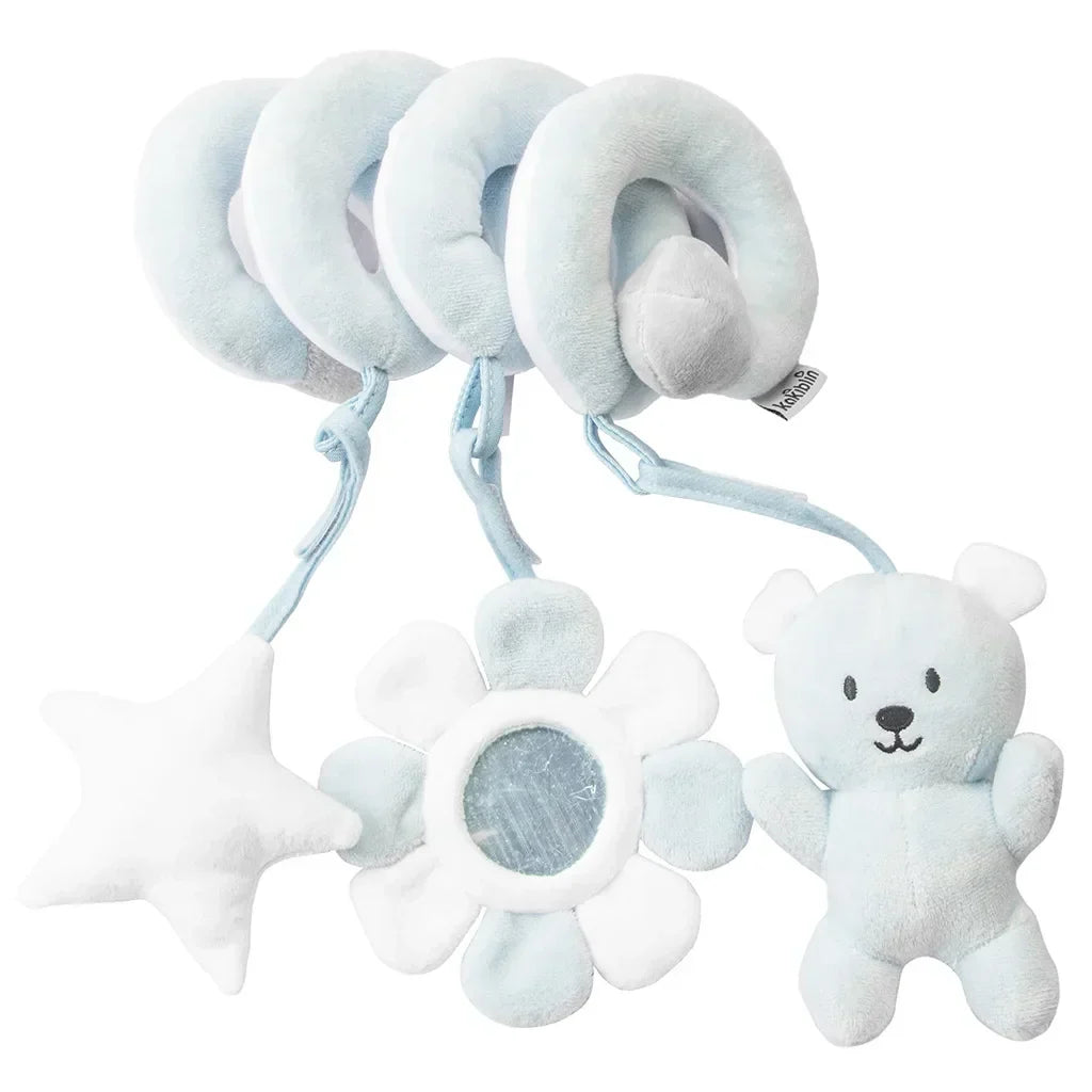 Newborns Spiral Hanging Activity Stroller Toy Baby Carseat Toy Black & White Lion Koala Rattle for Crib Mobile Sensory
