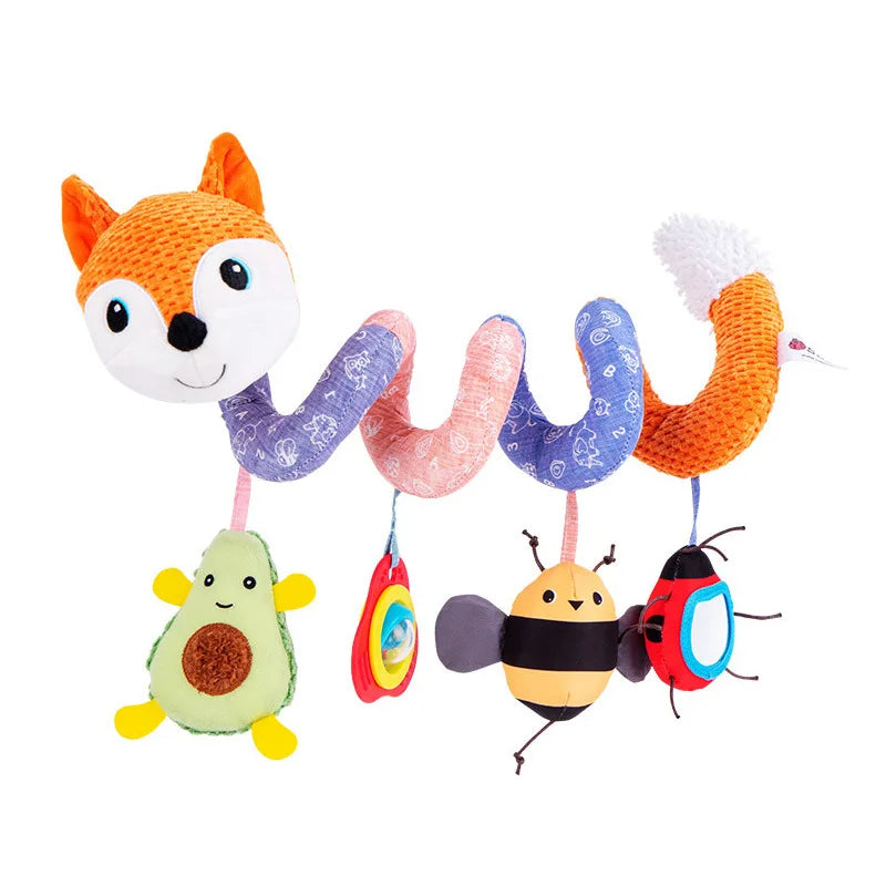Newborns Spiral Hanging Activity Stroller Toy Baby Carseat Toy Black & White Lion Koala Rattle for Crib Mobile Sensory
