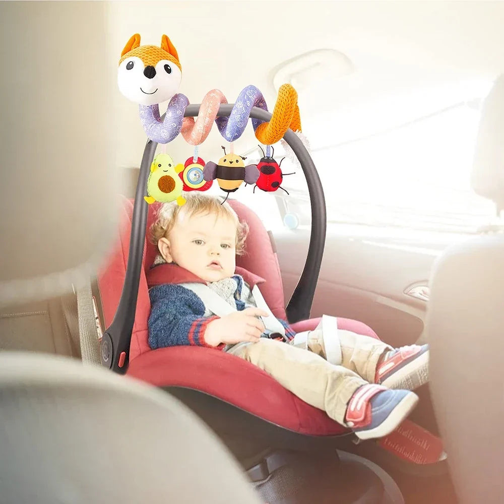 Newborns Spiral Hanging Activity Stroller Toy Baby Carseat Toy Black & White Lion Koala Rattle for Crib Mobile Sensory