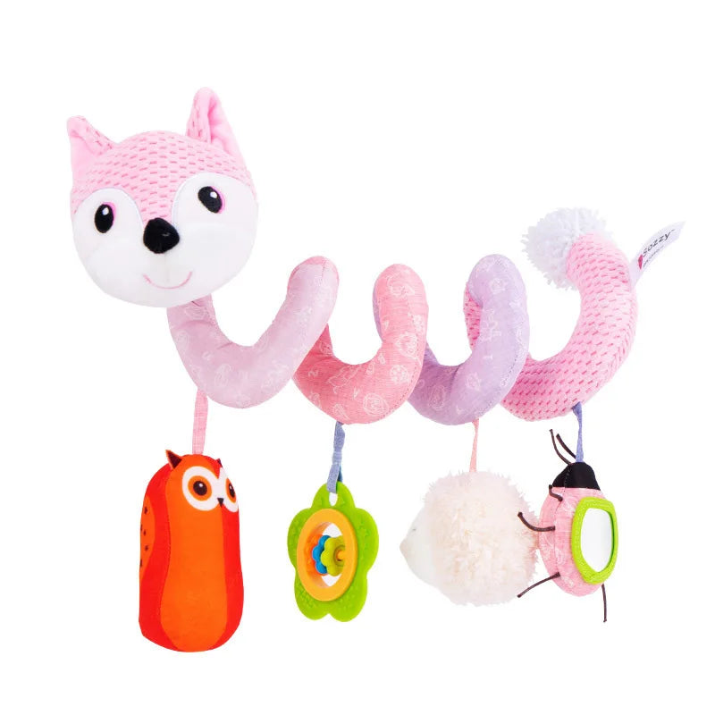 Newborns Spiral Hanging Activity Stroller Toy Baby Carseat Toy Black & White Lion Koala Rattle for Crib Mobile Sensory