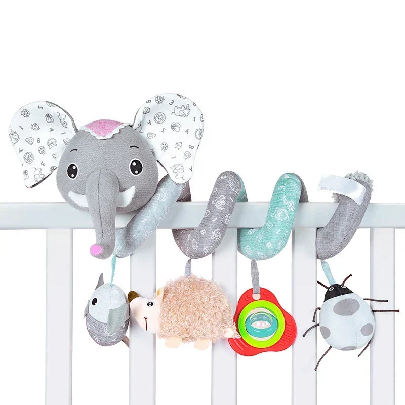 Newborns Spiral Hanging Activity Stroller Toy Baby Carseat Toy Black & White Lion Koala Rattle for Crib Mobile Sensory
