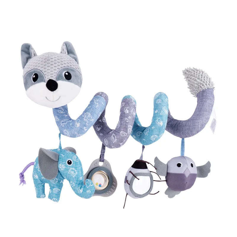 Newborns Spiral Hanging Activity Stroller Toy Baby Carseat Toy Black & White Lion Koala Rattle for Crib Mobile Sensory