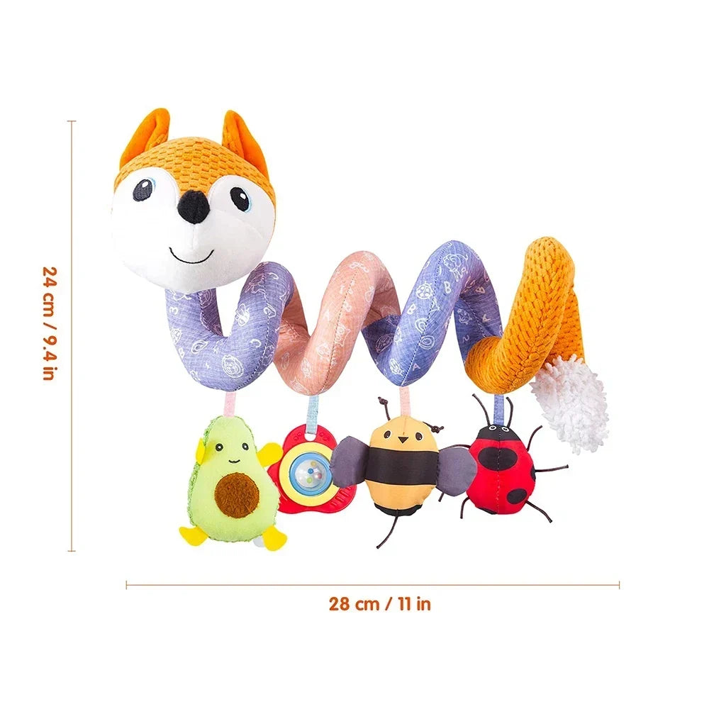 Newborns Spiral Hanging Activity Stroller Toy Baby Carseat Toy Black & White Lion Koala Rattle for Crib Mobile Sensory