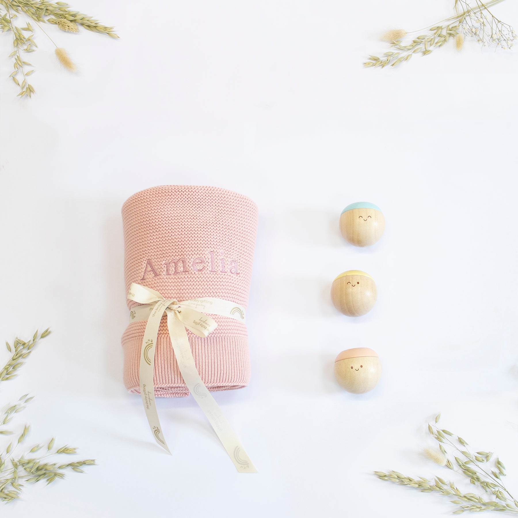 Blanket and Sensory Balls Gift Set - Rose - Gift Box