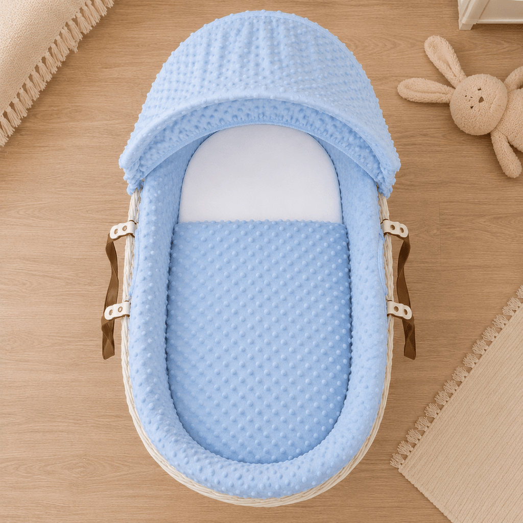 Blue Dimple Moses Basket Bedding Set (Basket Not Included!)