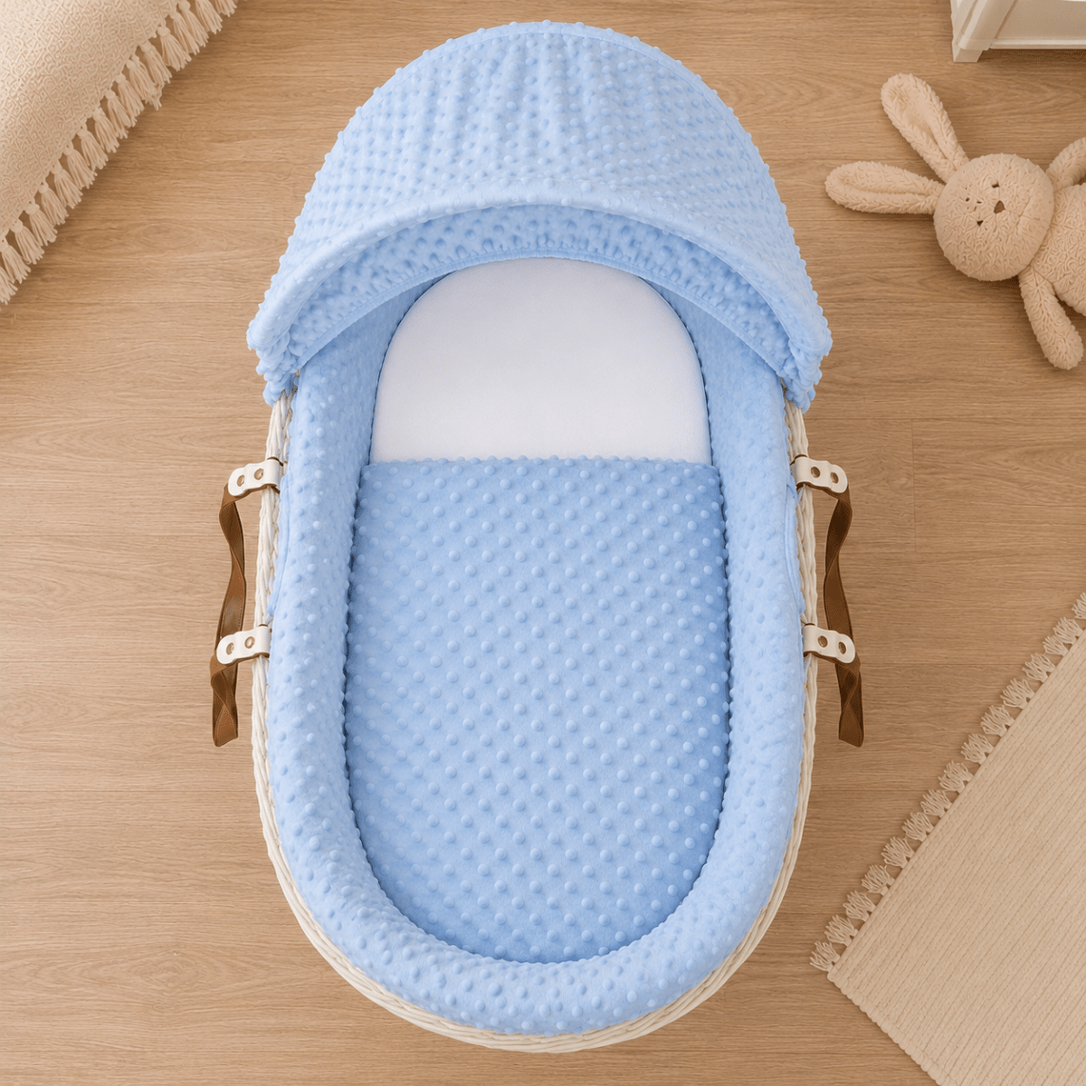 Blue Dimple Moses Basket Bedding Set (Basket Not Included!)