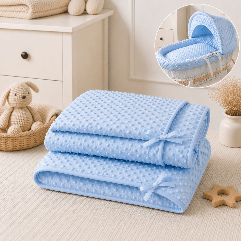 Blue Dimple Moses Basket Bedding Set (Basket Not Included!)-1