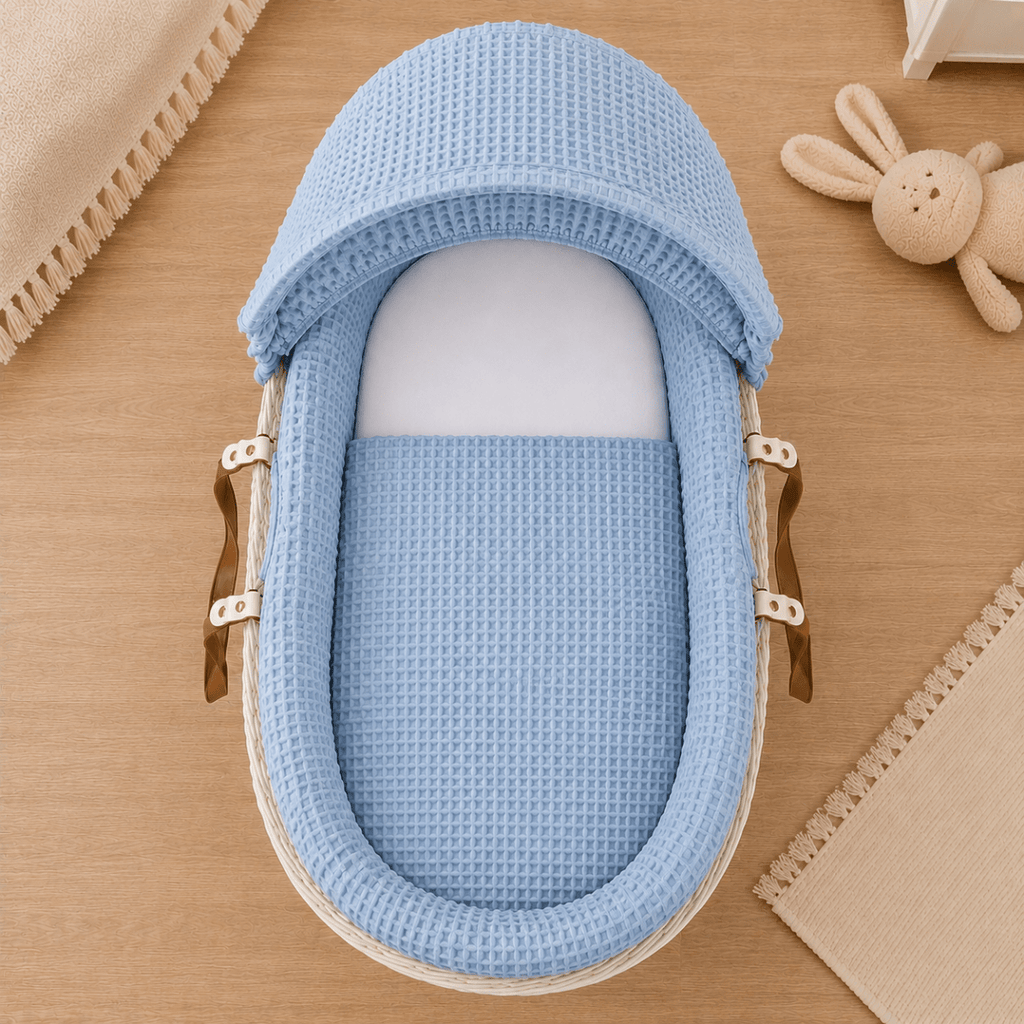 Blue Waffle Moses Basket Bedding Set (Basket Not Included!)