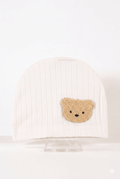 Boucle Bear Hat Super Soft Ribbed - White - Hats
