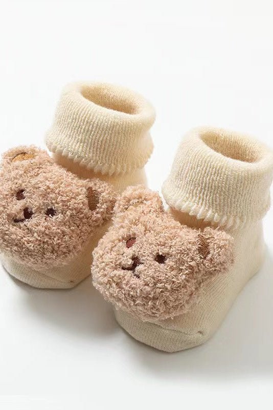 Boucle Teddy Slipper Socks For Little Feet - Cream Bear / 0-12 M - Slippers
