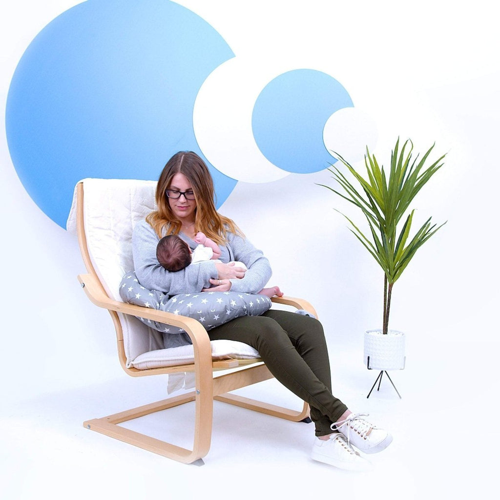 Breast Feeding Maternity Nursing Pillow - Grey with Stars - Nursing Pillows
