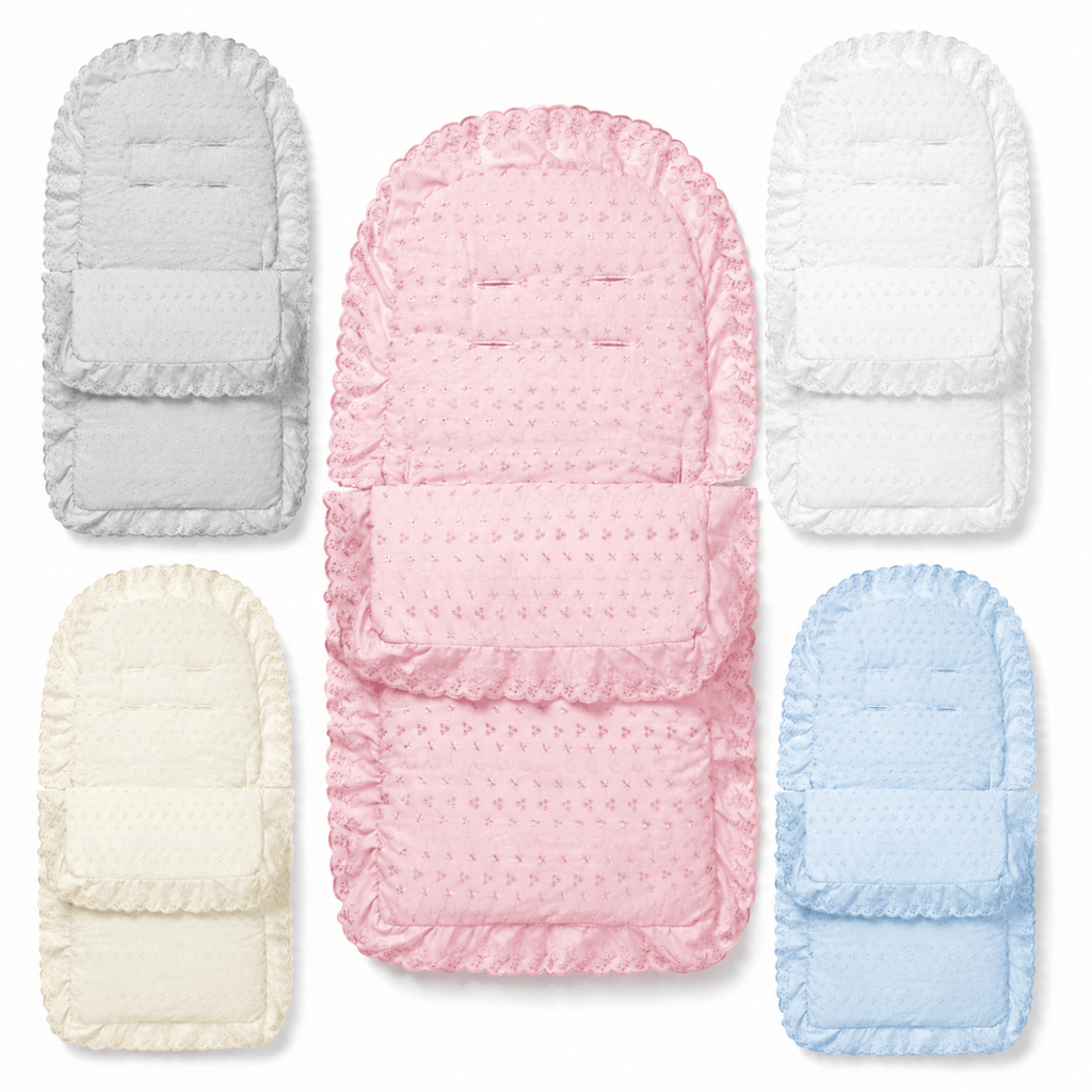 Universal Broderie Anglaise Pushchair Footmuff / Cosy Toes - Fits All Pushchairs / Prams And Buggies
