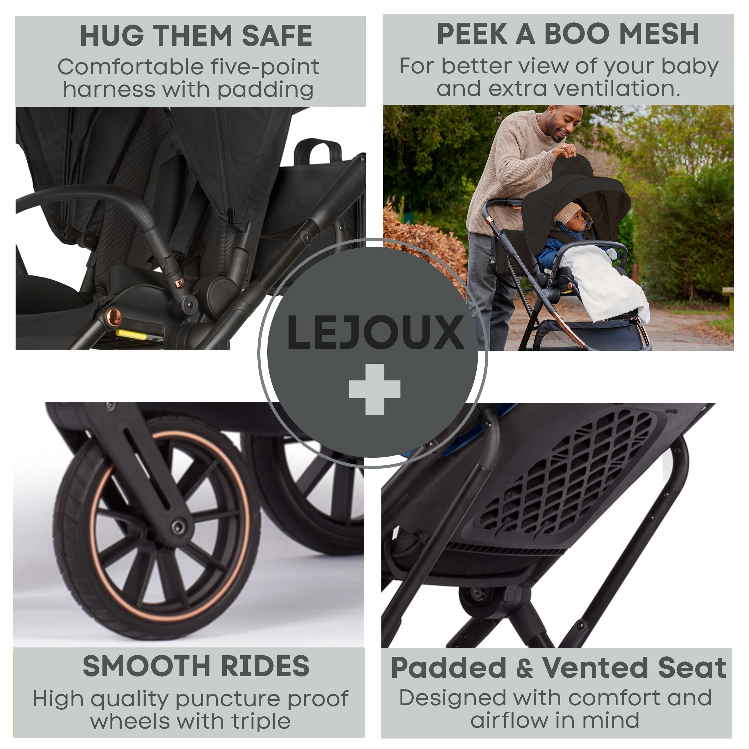Lejoux+ Baby Pram Stroller Pushchair 0 Months +