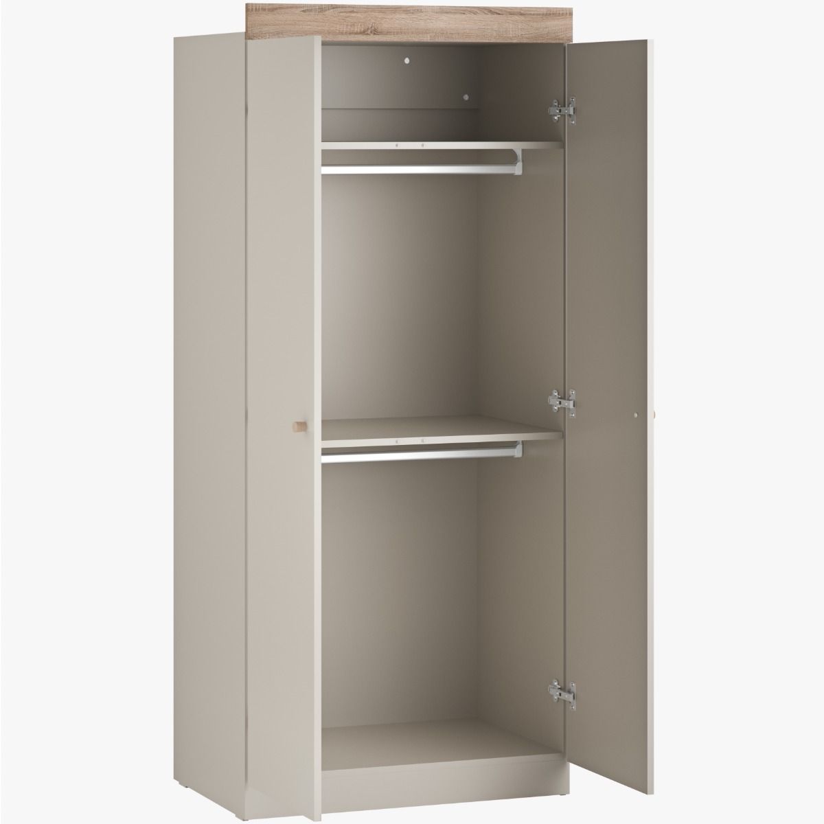 Little Acorns Burlington 3 Piece Nursery Furniture Set with Cot Bed, Dresser and Wardrobe - Cashmere & Truffle Oak