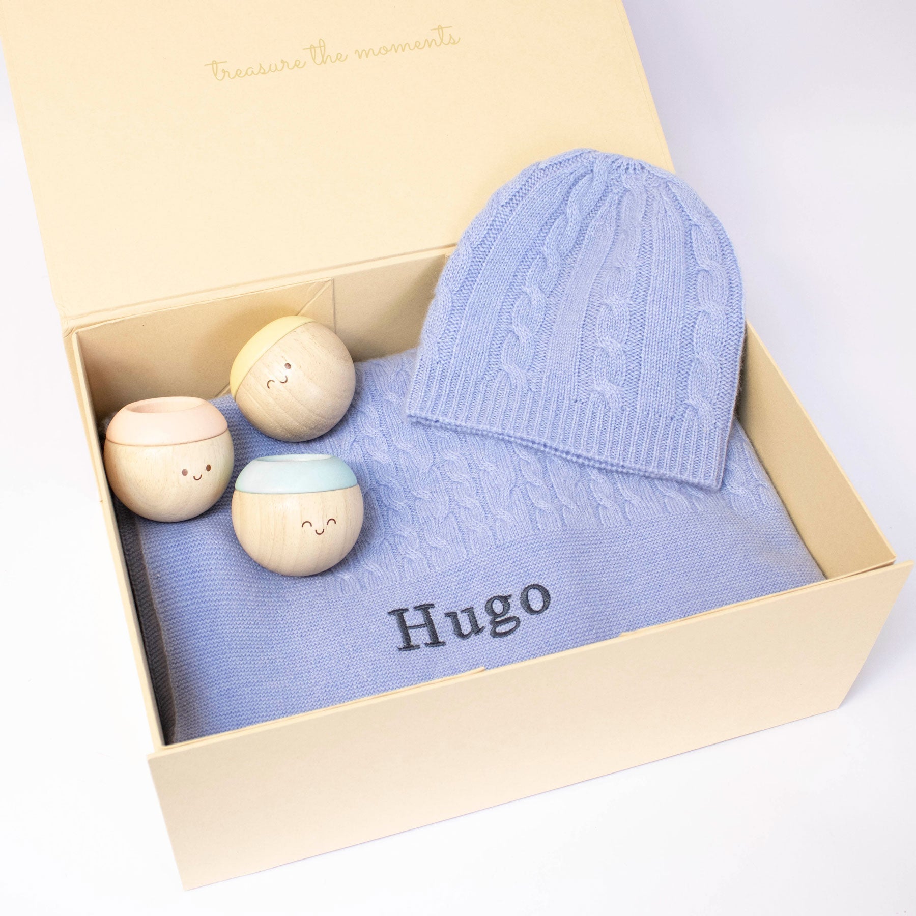 Cable Knit Cashmere and Sensory Balls - Cornflower Blue - Cornflower blue - Baby & Toddler