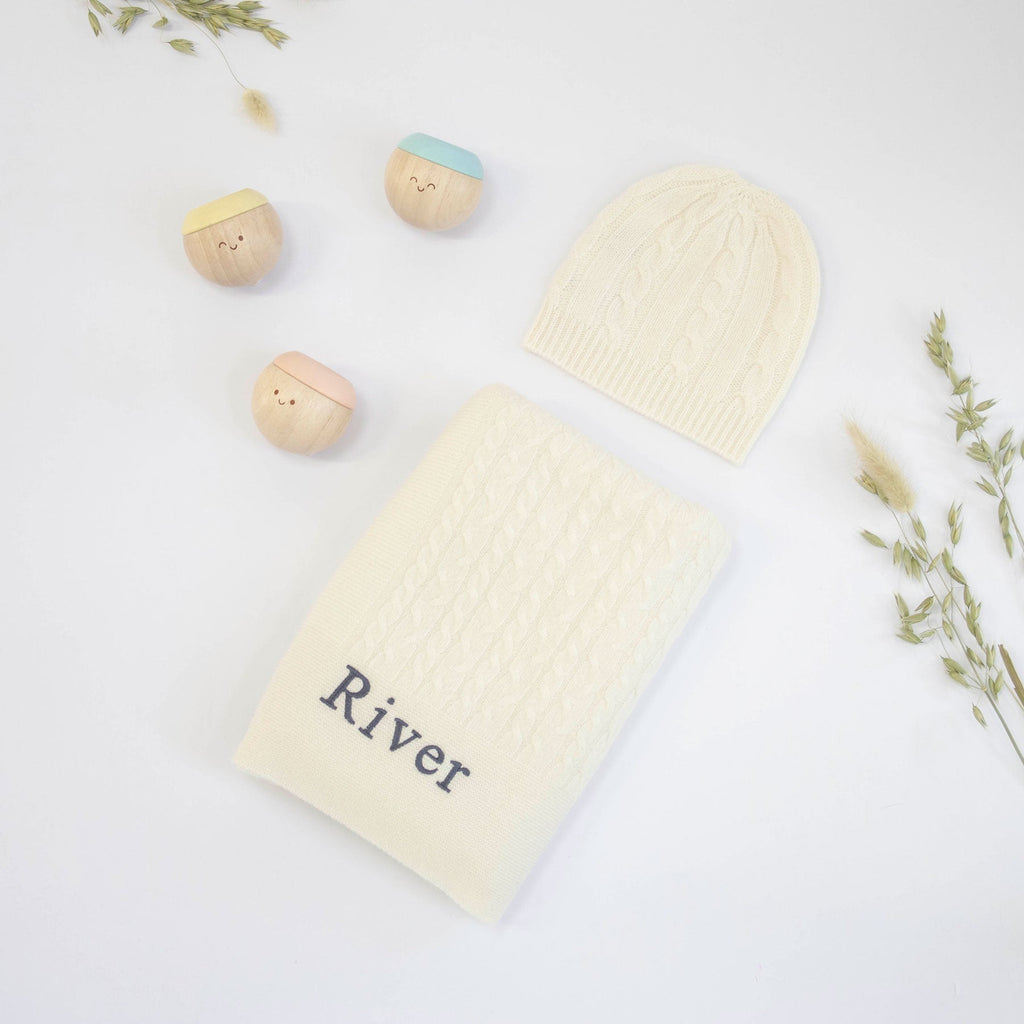 Cable Knit Cashmere and Sensory Balls - Ivory - Ivory - Baby