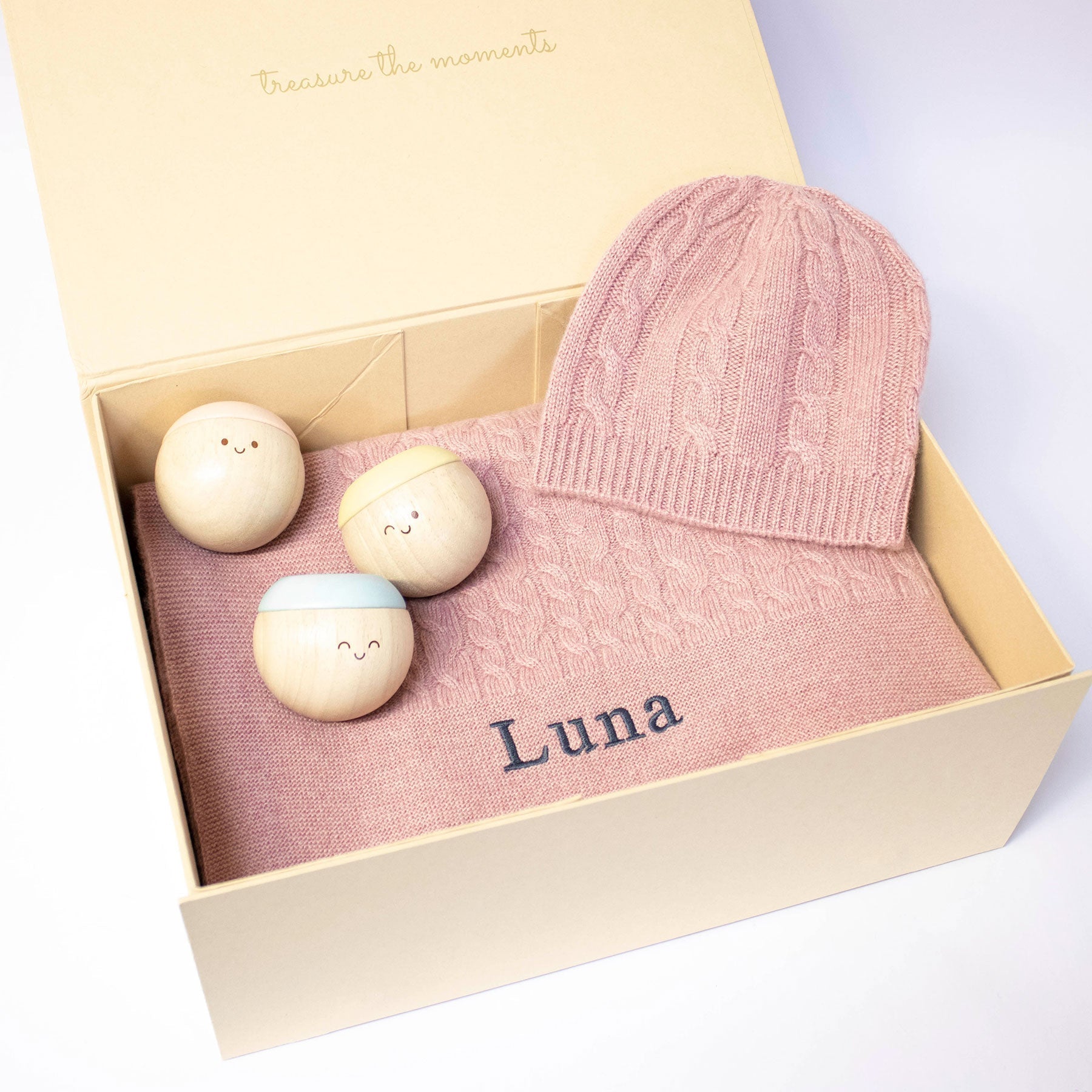 Cable Knit Cashmere and Sensory Balls - Rosewood - Rosewood - Baby