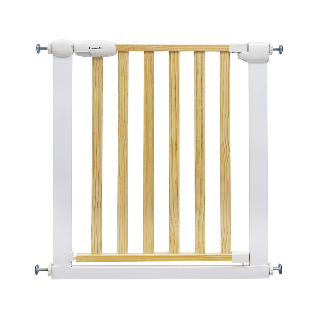 Callowesse Design Wood & Metal Pressure Fit Baby & Toddler Door & Stair Safety Gate | 76-83cm x H77cm - White - Baby