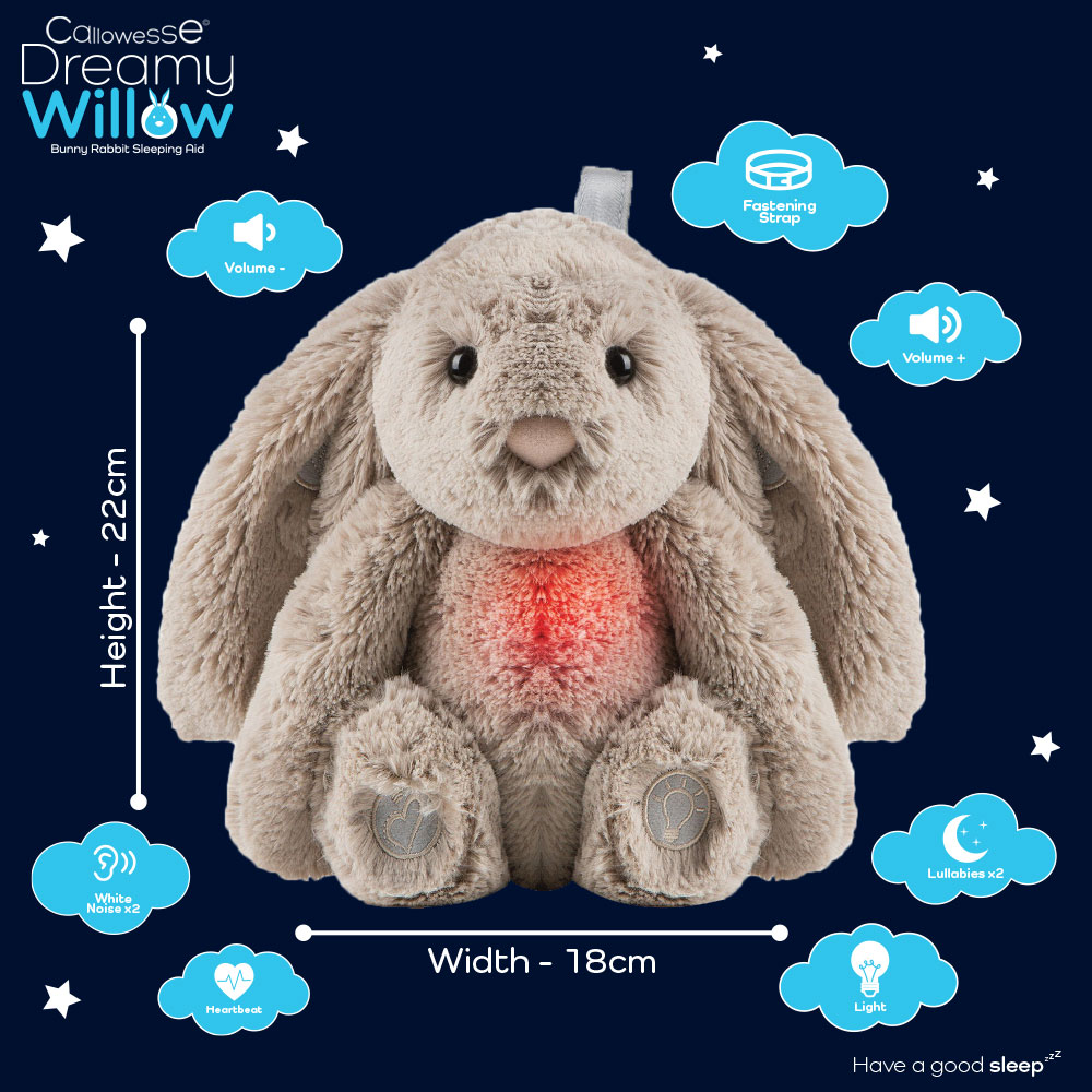 Callowesse Dreamy Willow Bunny Baby Sleep Aid with Smart Cry Sensor and Night Light - Sleep Aid