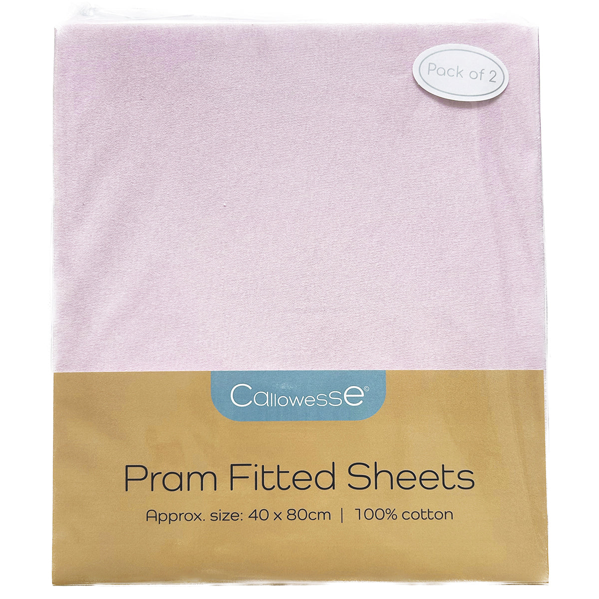 Callowesse Fitted Pram/Carrycot Sheets (2 Pack) - Pink - Pushchair Accessory