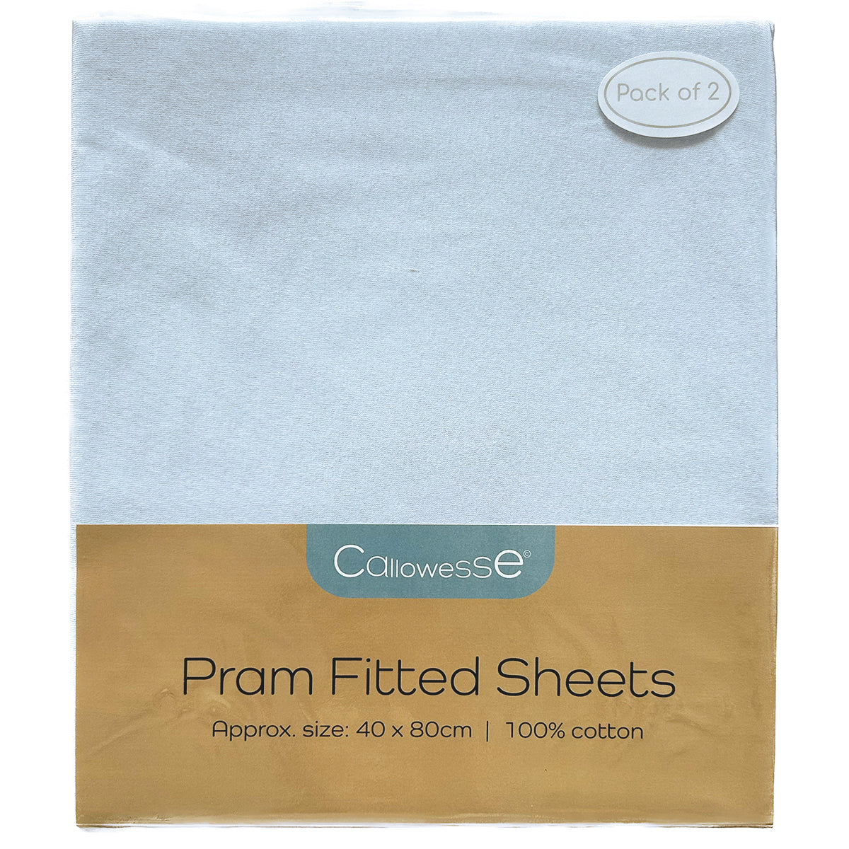 Callowesse Fitted Pram/Carrycot Sheets (2 Pack) - Sky - Pushchair Accessory