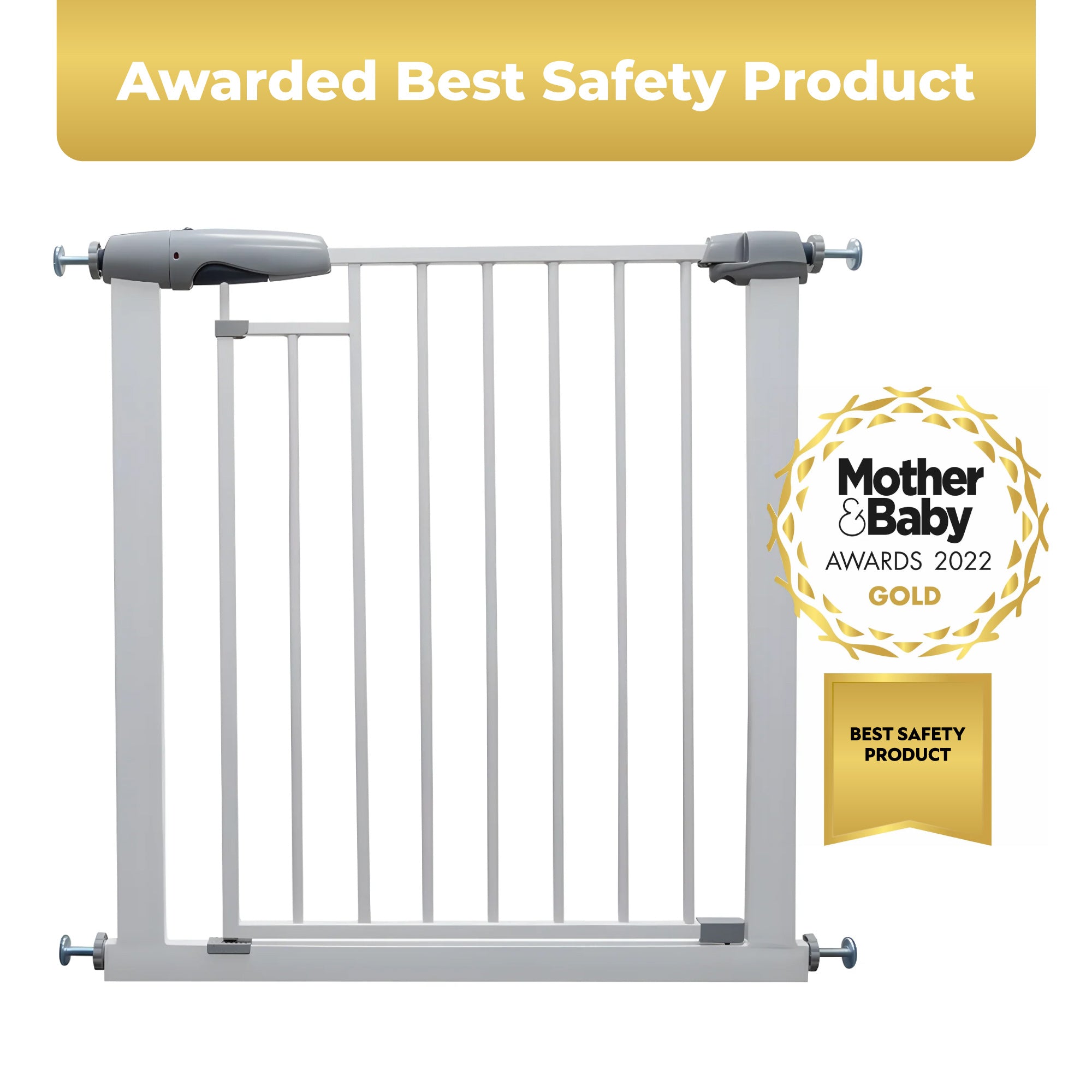 Callowesse Freedom Magnetic Auto-Close Baby Stair Gate - White - Baby Gate