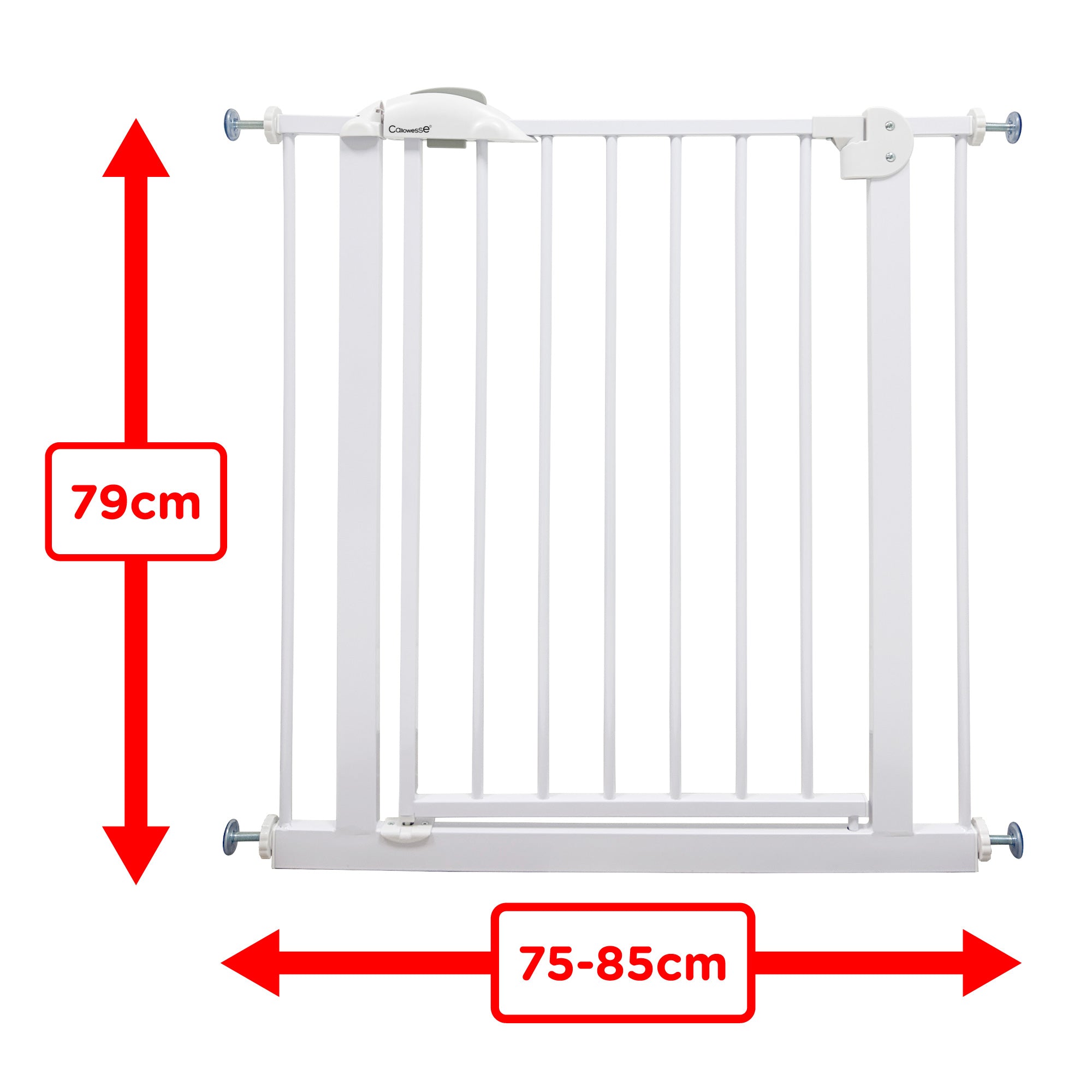 Callowesse Kangal Baby & Toddler Pressure Fit Door & Stair Safety Gate | 75-85cm x H79cm - White - Baby Gate