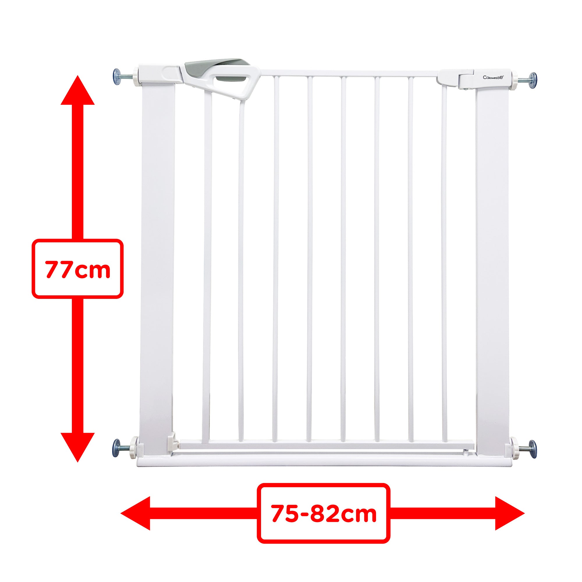 Callowesse Kishu Baby & Toddler Pressure Fit Door & Stair Safety Gate | 75-82cm x H77cm - White - Baby Gate