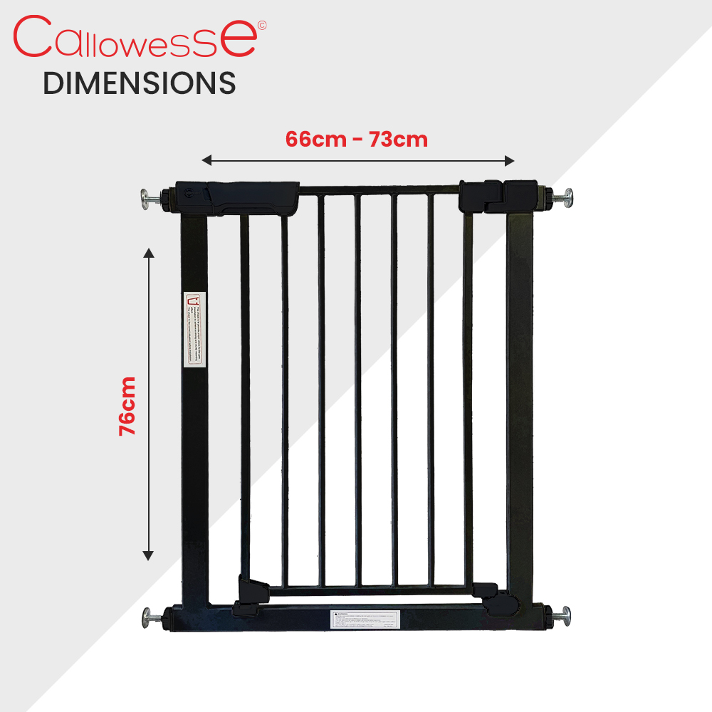 Callowesse Kuvasz Narrow Child & Pet Stair Gate 66-73cm x H76cm - Black - Baby Gate