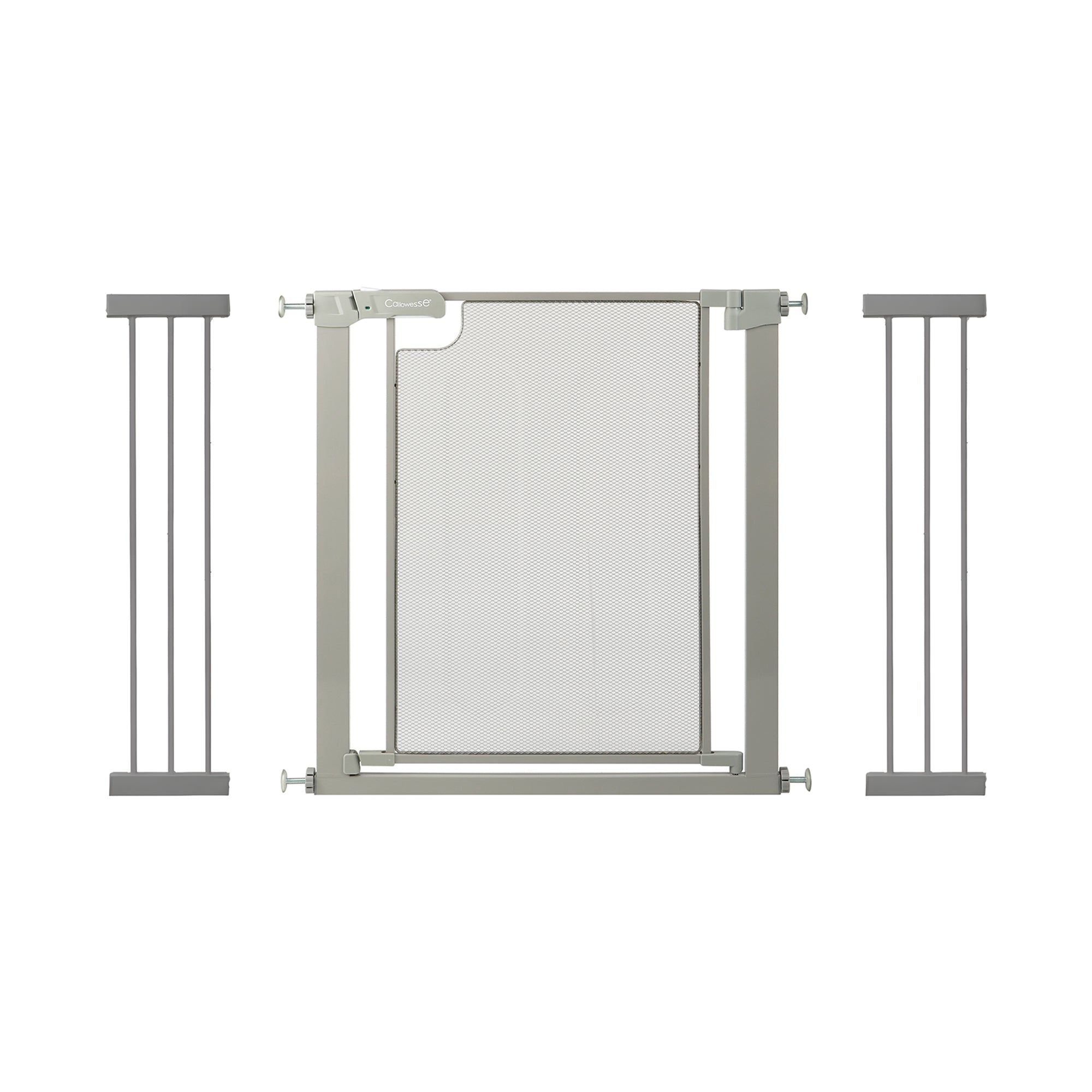 Callowesse Metal Mesh Baby Stair Gate - Ash Grey - 117-124cm (+21cm Extension x2) - Baby Gate