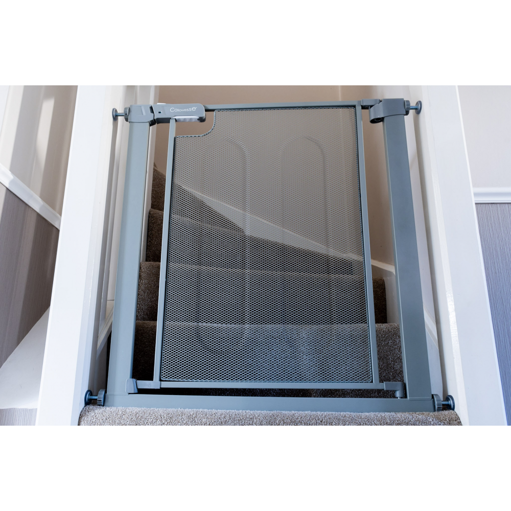 Callowesse Metal Mesh Baby Stair Gate - Ash Grey - Baby Gate