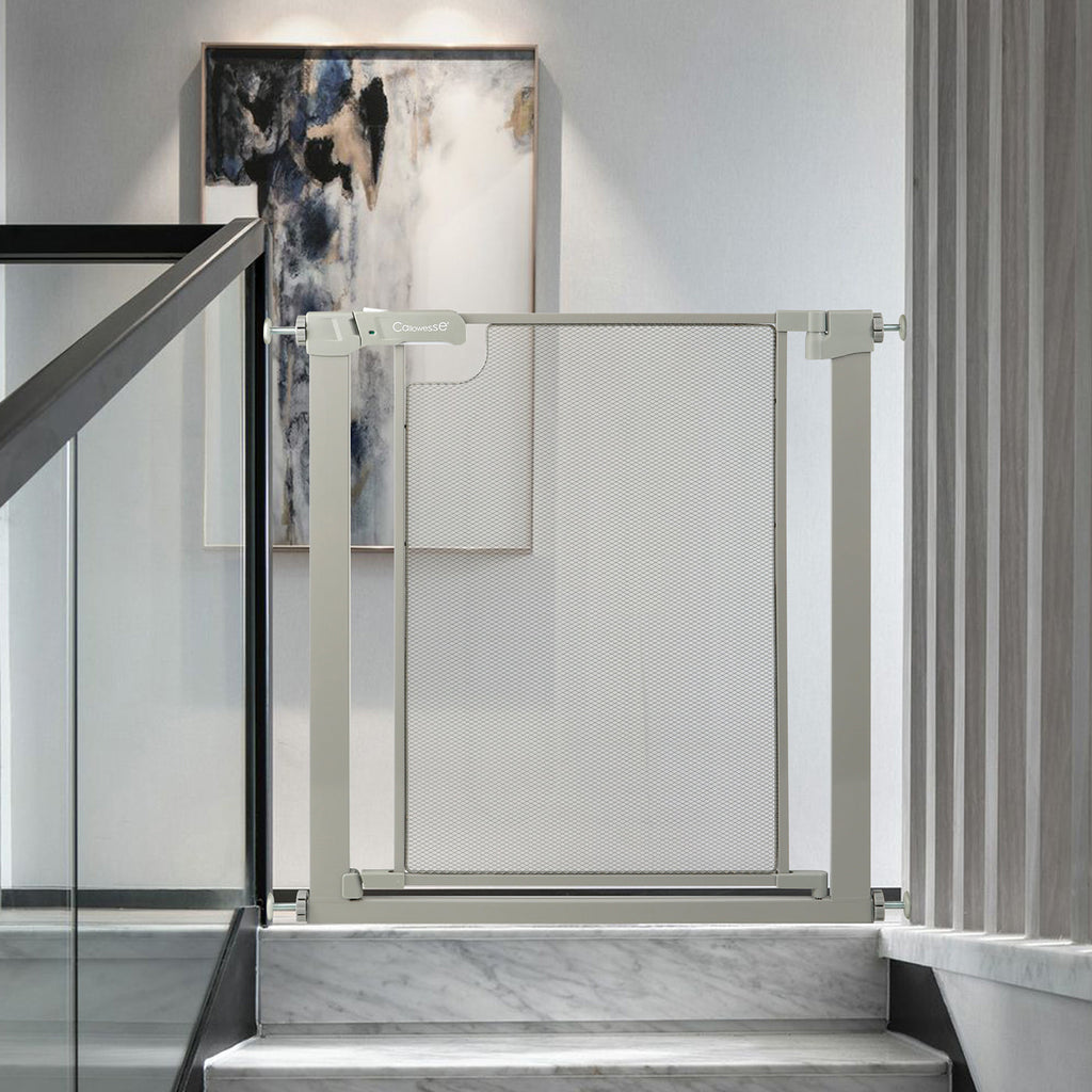 Callowesse Metal Mesh Baby Stair Gate - Ash Grey - Baby Gate