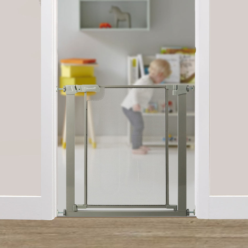 Callowesse Metal Mesh Baby Stair Gate - Ash Grey - Baby Gate