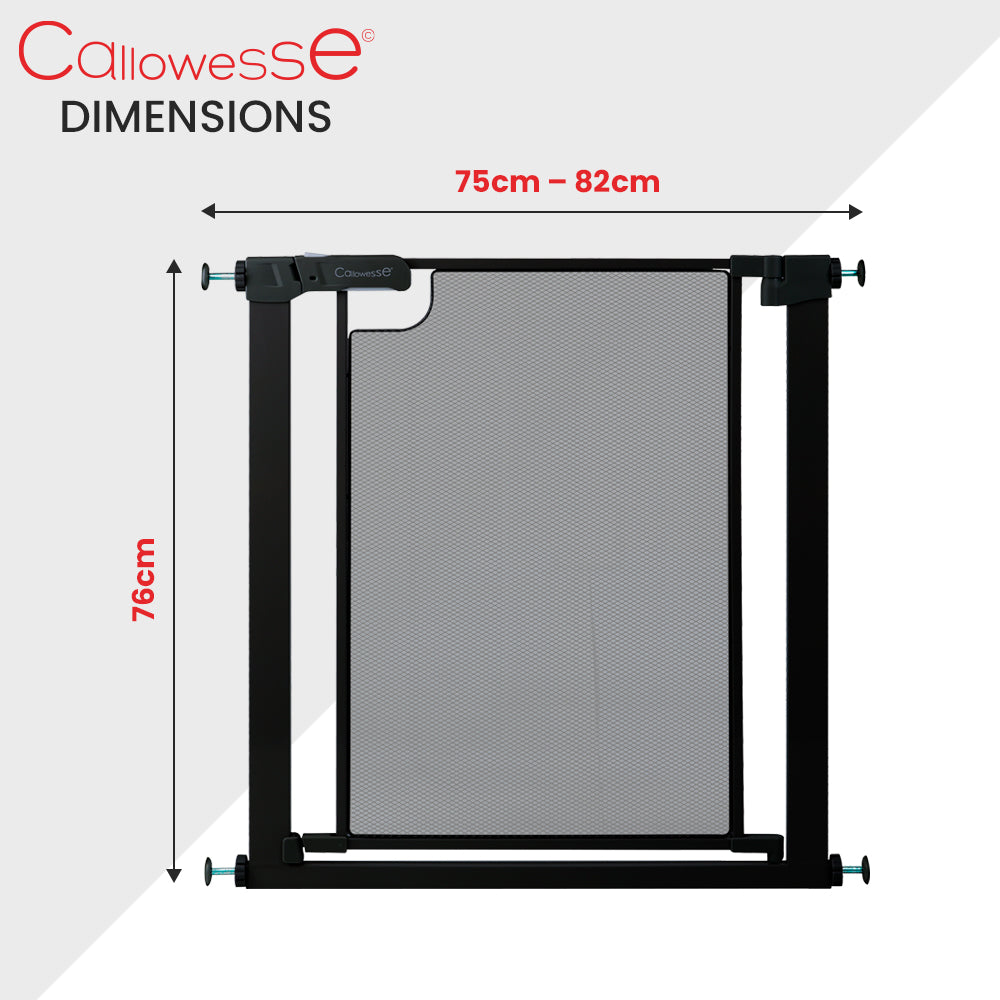Callowesse Metal Mesh Baby Stair Gate - Black - Baby Gate