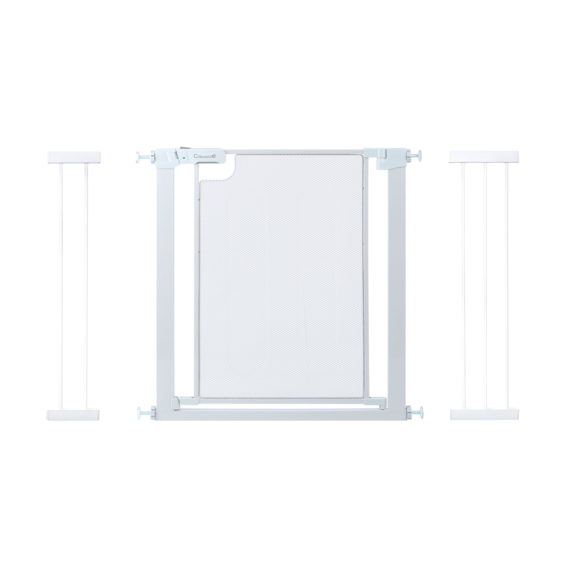 Callowesse Metal Mesh Baby Stair Gate - Glacial White - 110-117cm (+14cm Extension +21cm Extension) - Baby Gate