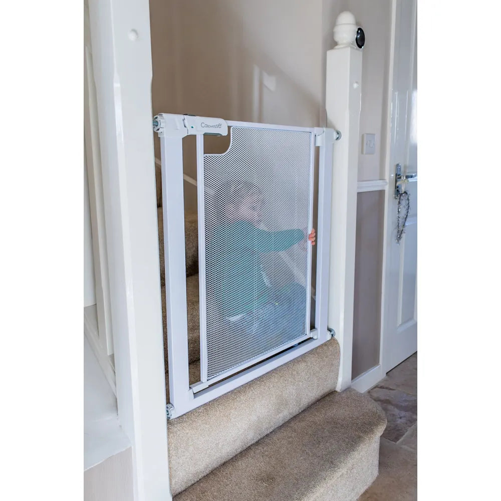 Callowesse Metal Mesh Baby Stair Gate - Glacial White - Baby Gate