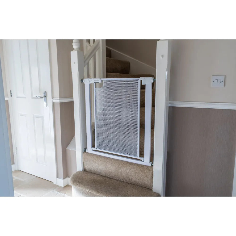 Callowesse Metal Mesh Baby Stair Gate - Glacial White - Baby Gate