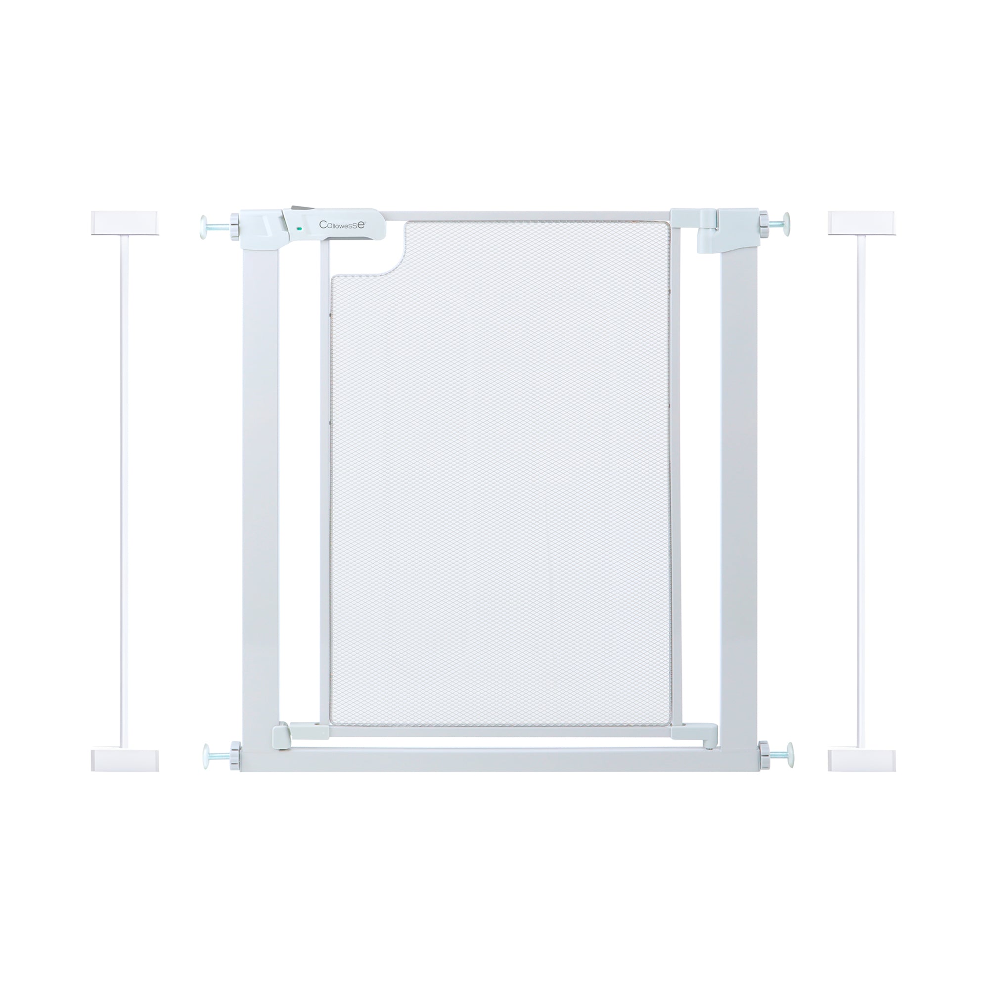 Callowesse Metal Mesh Baby Stair Gate - Glacial White - 89-96cm (+7cm Extension x 2) - Baby Gate