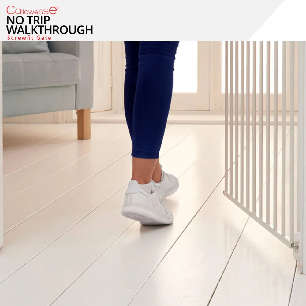 Callowesse Metal Screw Fitted Baby Stair Gate W76-81cm - White - Baby Gate