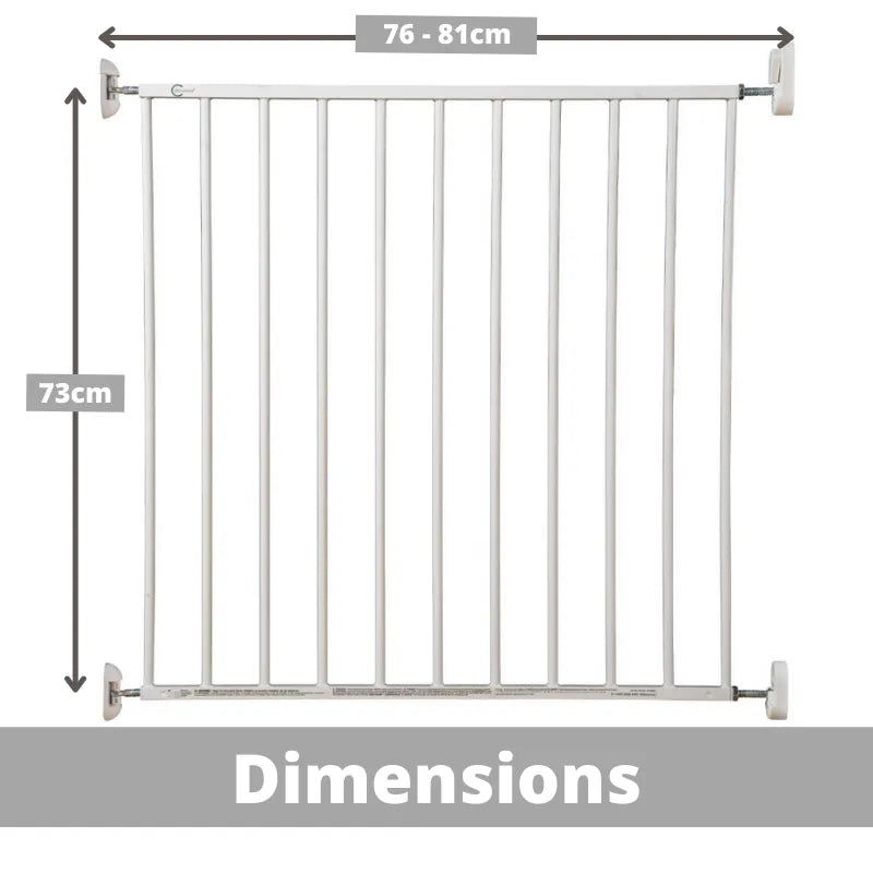 Callowesse Metal Screw Fitted Baby Stair Gate W76-81cm - White - Baby Gate